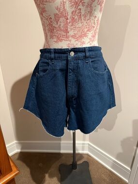 WeWoreWhat Dark Blue High-Waist Denim Shorts